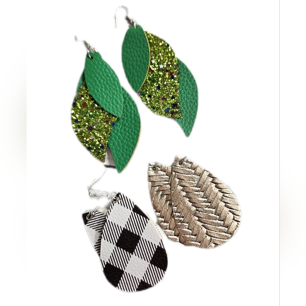 Elegant Green and Silver Leaf Earrings